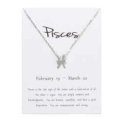 Рыбы Ожерелья из сплава с подвесками в виде двенадцати созвездий, платина, Рыбы, 15.75 дюйм (40 см)