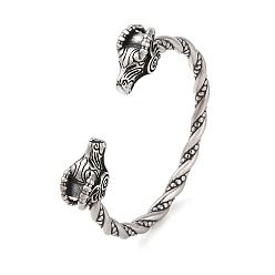 Goat Мужские браслеты-манжеты viking 304 с открытыми манжетами из нержавеющей стали, античное серебро, коза, внутренний диаметр: 2-1/2 дюйм (6.5 см), 13 мм