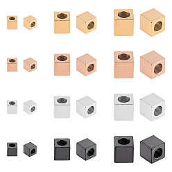 Mixed Color PVD Vacuum Plating 304 Stainless Steel Beads, Cube, Mixed Color, 2.5~5x2.5~5x2.5~5mm, Hole: 1.7~3mm, 48pcs/box