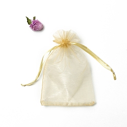 Лимонный шифон Прямоугольные сумки для хранения подарков из органзы на шнурке, лимонный шифон, 18x13 см