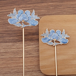 Светло-серый Цветок сплав эмаль палочка для волос находка, Древний стиль ханьфу аксессуары для женщин и девочек, светло-серый, 120 мм