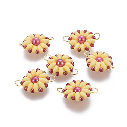 Лимонный шифон Японский бисер miyuki & toho ручной работы ссылки, Ткацкий станок, подсолнечника, лимонный шифон, 19~20x13.5~14x4.5 мм, отверстие : 3 мм