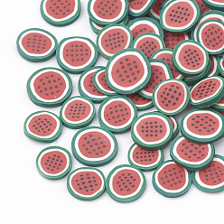 Красный Ручной полимерной глины украшения искусства ногтя, Модные уходу за ногтями, без отверстия , фрукты, арбуз, красные, 4~5x0.1~3 мм, Около 35000~40000 шт / 500 г