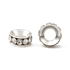 Кристалл Латунные бусины разделители для поставки стразов, класс А, рондель, серебряный цвет гальваническим, кристалл, 12x5 мм