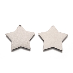 Нержавеющая Сталь Цвет Устойчивые к потускнению 304 подвески из нержавеющей стали, пустая бирка с матовой отделкой, лазерная резка, двухсторонний эффект тягового станка, звезда, цвет нержавеющей стали, 33.5x33.5x1 мм, отверстие : 1.8 мм