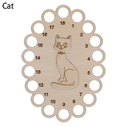 Cat Shape Wooden Embroidery Thread Plate, Cross Stitch Threading Board Tools, Oval, Cat Shape, 15x10.6cm