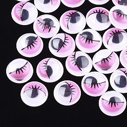 Violet Colors Wiggle Googly Eyes Cabochons, With Eyelash Pattern, DIY Scrapbooking Crafts Toy Accessories, Violet, 10x3mm
