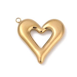 Настоящее золото 18K 304 подвески из нержавеющей стали, ионное покрытие (ip), шарма сердца, реальный 18 k позолоченный, 25x26x4 мм, отверстие : 2 мм