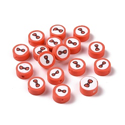 Bowknot Бусины из полимерной глины , плоско-круглые, Bowknot шаблон, 9.5~10x4.5~5 мм, отверстие : 1.6 мм