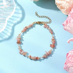 Солнечный Камень Браслеты из натурального солнечного камня с бусинами для женщин, с 304 удлинителями цепи из нержавеющей стали и стеклянными бусинами, 7-3/8 дюйм (18.6 см)