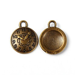 Antique Bronze Tibetan Style Alloy Pendants, Cadmium Free & Lead Free, Clock, Antique Bronze, 15x13x2mm, Hole: 2mm