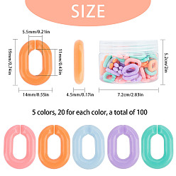 Mixed Color Gorgecraft Acrylic Linking Rings, Quick Link Connectors, For Jewelry Chains Making, Oval, Mixed Color, 19x14x4.5mm, Hole: 11x5.5mm, 5 colors, 20pcs/color, 100pcs/box