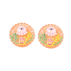 Осьминог Плоские круглые кабошоны из смолы на тему океана, осьминог, 33.5~34.5x9~11.5 мм