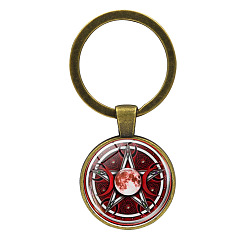 Звезда Сплав со стеклянным кейчианом, плоские круглые с луной, звезда, 6x2.7 см