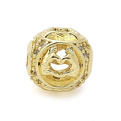 Настоящее золото 18K Латунные микро проложить кубического циркония бусы, жест, гальваника, реальный 18 k позолоченный, 9~9.5x9~9.5x10 мм, отверстие : 2.7 мм