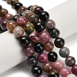 Турмалин Натуральные разноцветные бусины из турмалина, круглые, класс А, 8~8.5 мм, отверстие : 0.8~1 мм, около 47~48 шт / нитка, 15.35~15.75 дюйм (39~40 см)
