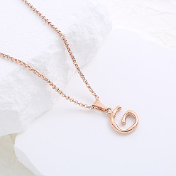 Letter G Ожерелья с подвесками из нержавеющей стали с буквами для женщин и мужчин, розовое золото , Буква G