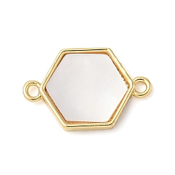 Шестиугольник Подвески-соединители из натуральной белой латуни, реальный 18 k позолоченный, долговечный, без свинца и без кадмия, стойки покрытие, шестиугольник, 11.5x18x2 мм, отверстие : 1.4 мм