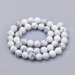 Howlite Natural Howlite Beads Strands, Round, 8mm, Hole: 1mm, about 50pcs/strand, 15.7 inch