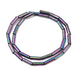 (966) Внутренний цвет Кристалл / Лиловато-лиловый на подкладке Гальванические бусины из натуральной лавы, колонка, с покрытием цвета радуги, 13x4 мм, отверстие : 1 мм, около 31 шт / нитка, 15.35''~15.75'' (39 см)