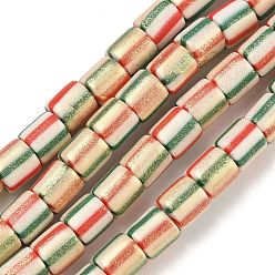 Красный Бусины из полимерной глины ручной работы, колонка и полоса, красные, 6x6 мм, отверстие : 1.8~2 мм, около 65~66 шт / нитка, 15.55''~15.75'' (39.5~40 см)