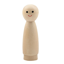 BurlyWood Unfinished Wooden Peg Dolls, Wooden Girl Peg with Smiling Faces, for Children's Creative Paintings Craft Toys, BurlyWood, 2x7cm