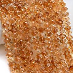 Цитрин Нагретые нити из натуральных цитриновых бусин, рондель, граненые, 9.5~10x6.5~7.5 мм, отверстие : 1 мм, около 54~57 шт / нитка, 15.24~15.43'' (38.7~39.2 см)