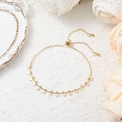 Золотой Латунные цепи ручной работы и кабельные цепи слайдер браслеты, браслеты со звездами для женщин, звезда, 10-3/4 дюйм (27.4 см)