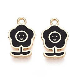 Черный Подвески из эмали и сплава, стойки покрытие, , золотые, чёрные, 16x10x1.2 мм, отверстие : 1.6 мм