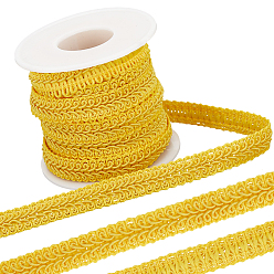 Золотистый 10ярдов полиэстеровой кружевной ленты, аксессуары для одежды, с пустыми пластиковыми катушками 1pc, золотые, 1/2 дюйм (12 мм)