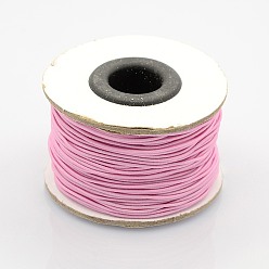 Pink Elastic Round Jewelry Beading Cords Nylon Threads, Pink, 1.2mm, about 50yards/roll(150 feet/roll)