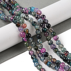 Агат с Узором Драгона Природных вены драконов агат нитей бисера, окрашенная и подогревом, круглые, 6 мм, отверстие : 0.8 мм, около 62 шт / нитка, 14.57 дюйм (37 см)