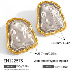 Золотой & Цвет Нержавеющей Стали 304 из нержавеющей стали серьги, двухцветные самородки, золотые и нержавеющая сталь цвет, 31.6x26.7 мм