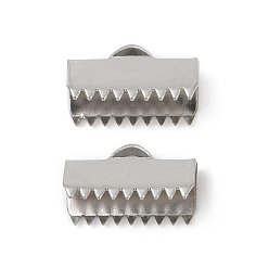 Нержавеющая Сталь Цвет 304 концы обжимные ленты нержавеющие, прямоугольные, цвет нержавеющей стали, 8x13 мм, отверстие : 4x1.5 мм