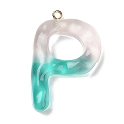 Letter P Смола подвеска, с обнаружением железного кольца, Письмо ~ Z, Письмо P, 39x26x7 мм, отверстие : 2 мм