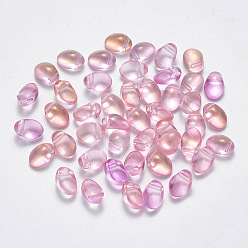 Thistle Transparent Spray Painted Glass Charms, with Glitter Powder, Oval, Thistle, 8.5x6x4.5mm, Hole: 1mm