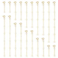 Настоящее золото 18K 20шт 5 стиль латунный кабель цепь удлинитель, концевые цепи с пружинными застежками, реальный 18 k позолоченный, 30~130 мм, 4 шт / стиль
