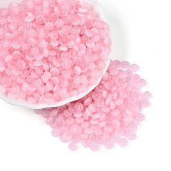 Pink Бисер из стекла , имитация шарики глаза кота, рондель, розовые, 6x3 мм, отверстие : 1 мм, Около 2500 шт / фунт
