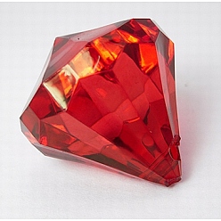 Красный Прозрачные акриловые подвески, граненые, конус, красные, Размер : шириной около 28 мм , 31 мм длиной, отверстие : 3 мм, Около 52 шт / 500 г