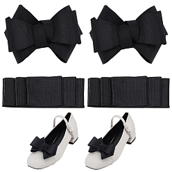 Черный 4 шт. 2 стили банты тесьма лента украшения для обуви, съемные пряжки для обуви, чёрные, 61~72.5x27~81x9~23 мм, 2 шт / стиль