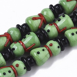 Средний Морско-зеленый Бусы лэмпворк ручной работы, снеговик, на Рождество, средний морской зеленый, 26x12 мм, отверстие : 1.8 мм, около 20 шт / нитка, 20.08 дюйм (51 см)