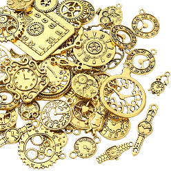 Античное Золото 1 подвески из сплава в тибетском стиле, часы, античное золото , 10.5~45x6~49.5x1~5 мм, отверстие : 1.5~3 мм, 45 шт / пакет