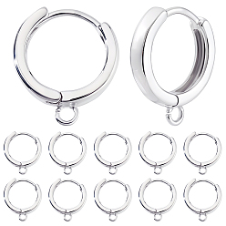 Платинированный 16 шт. латунные серьги-кольца, с горизонтальной петлей, кольцо, Реальная платина, 18 датчик, 15x13.5x2.5 мм, отверстие : 1.2 мм, штифты : 1 мм