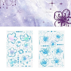 Темно-Голубой 2шт 2 стили самоклеящиеся наклейки для домашних животных, цветок, для чемодана, скейтборде, холодильник, шлем, оболочка мобильного телефона, глубокое синее небо, 148x105 мм, 1 шт / стиль