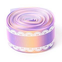 Dark Orchid Polyester Printed Grosgrain Ribbon, Single Face Lace Pattern, for DIY Handmade Craft, Gift Decoration , Dark Orchid, 1-1/2 inch(38mm), 10 yards/roll(9.14m/roll)