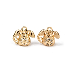 Настоящее золото 18K Латунные микро проложить кубического циркония подвески, телефонные брелоки, реальный 18 k позолоченный, 11.5x13.5x6 мм, отверстие : 1.4 мм