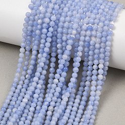 Blue Lace Agate Dyed Synthetic Blue Lace Agate Beads Strands, Smooth Round, 3mm, Hole: 0.6mm, about 119pcs/strand, 14.96''(38cm)