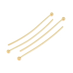 Chapado en Oro Real 18K Shegrace 20g pasadores de cabeza esférica de latón, sin cadmio y níque y plomo, real 18 k chapado en oro, 36x2x0.7 mm, 21 calibre