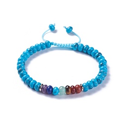Turquoise Synthétique Nylon réglable bracelets cordon tressé de perles, avec des perles de turquoise synthétiques et les accessoires en alliage, 2-1/8 pouces ~ 2-1/2 pouces (5.4~6.5 cm)