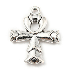 Antique Silver Tibetan Style Alloy Pendants, Cross, Antique Silver, 25x20x3.5mm, Hole: 1.6mm, 177pcs/500g